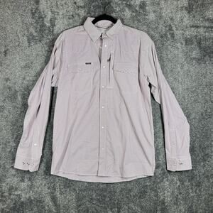 PONCHO Shirt Mens Small Red Check Long Sleeve Button Up Woven Stretch Non-Iron
